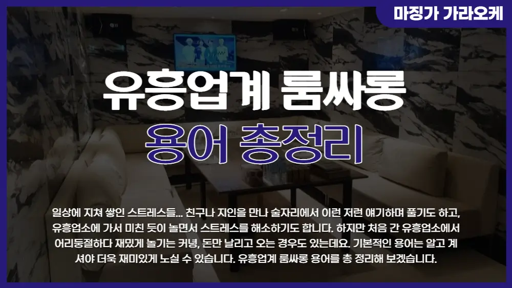 유흥업계 룸싸롱 용어 총정리 소개